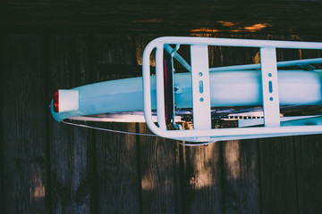Bicycle. Bicycle on the background of a wooden bridge.