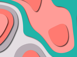 Paper art cartoon abstract waves. Paper carve background. Modern origami design template.Paper cut background. Abstract realistic paper decoration for design textured