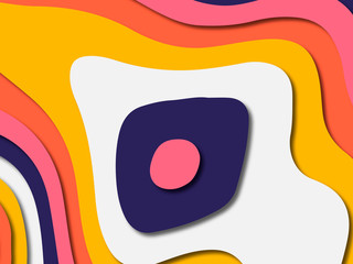 Paper art cartoon abstract waves. Paper carve background. Modern origami design template.Paper cut background. Abstract realistic paper decoration for design textured