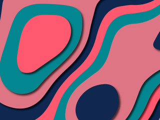 Paper art cartoon abstract waves. Paper carve background. Modern origami design template.Paper cut background. Abstract realistic paper decoration for design textured