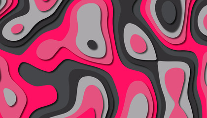 Paper art cartoon abstract waves. Paper carve background. Modern origami design template.Paper cut background. Abstract realistic paper decoration for design textured