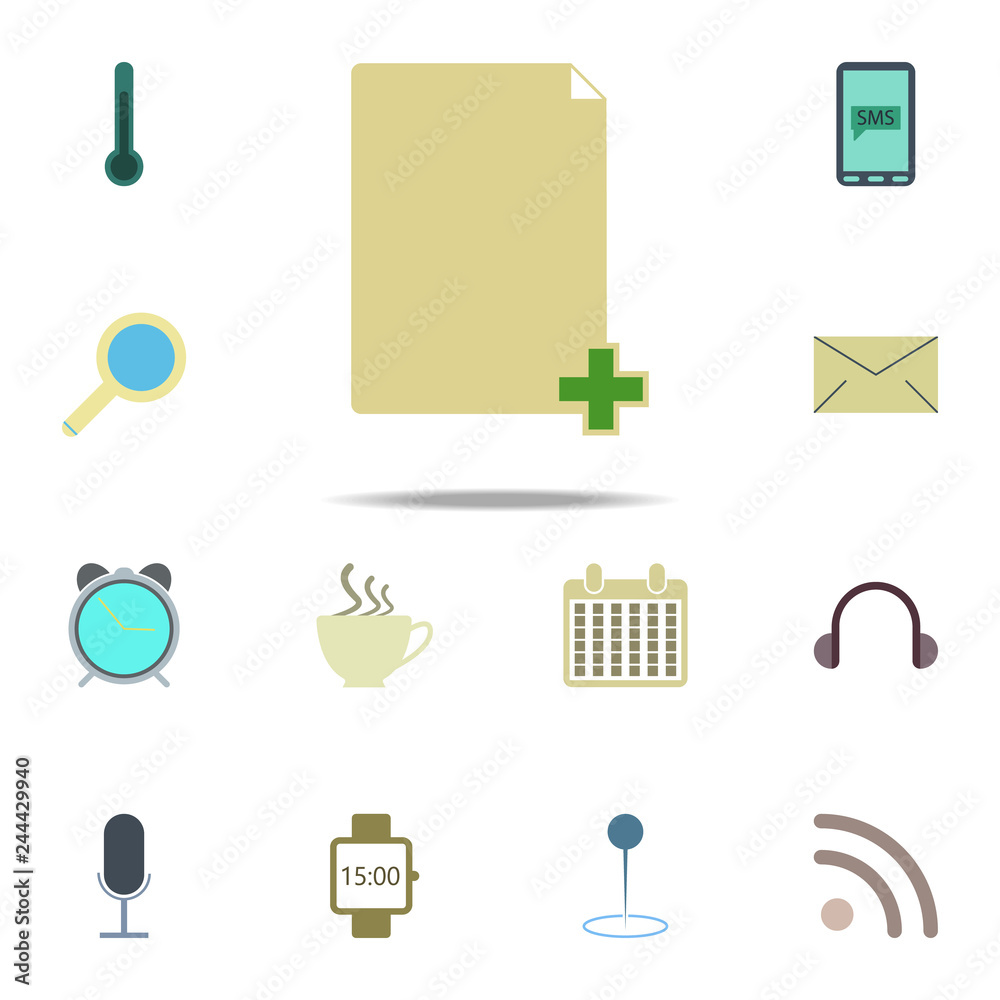 Poster add sheet icon. color web icons universal set for web and mobile