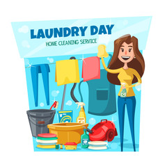 Home laundry and washing services, housewife