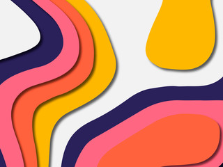 Paper art cartoon abstract waves. Paper carve background. Modern origami design template.Paper cut background. Abstract realistic paper decoration for design textured