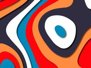 Paper art cartoon abstract waves. Paper carve background. Modern origami design template.Paper cut background. Abstract realistic paper decoration for design textured