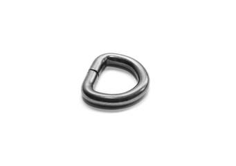Metal half ring of black color isolated on white background. Fittings. View from above