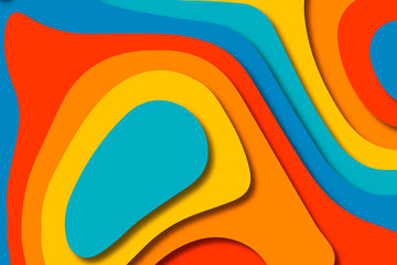 Paper art cartoon abstract waves. Paper carve background. Modern origami design template.Paper cut background. Abstract realistic paper decoration for design textured