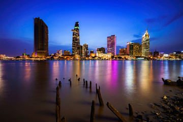 Fototapeta na wymiar Ho Chi Minh City skyline and the Saigon River, Vietnam