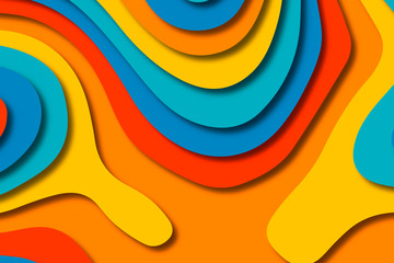 Paper art cartoon abstract waves. Paper carve background. Modern origami design template.Paper cut background. Abstract realistic paper decoration for design textured