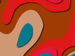 Paper art cartoon abstract waves. Paper carve background. Modern origami design template.Paper cut background. Abstract realistic paper decoration for design textured