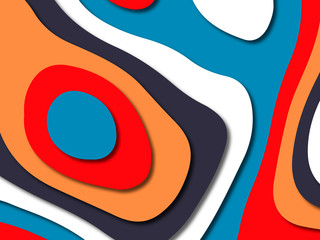 Paper art cartoon abstract waves. Paper carve background. Modern origami design template.Paper cut background. Abstract realistic paper decoration for design textured