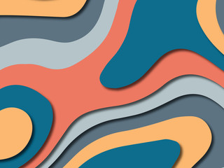 Paper art cartoon abstract waves. Paper carve background. Modern origami design template.Paper cut background. Abstract realistic paper decoration for design textured