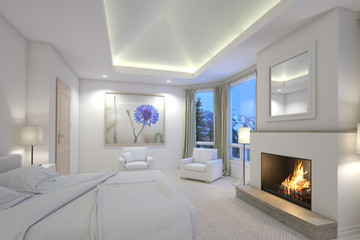 白いベッドルーム