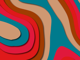 Paper art cartoon abstract waves. Paper carve background. Modern origami design template.Paper cut background. Abstract realistic paper decoration for design textured