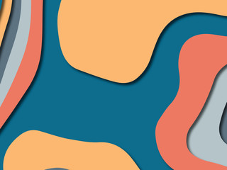 Paper art cartoon abstract waves. Paper carve background. Modern origami design template.Paper cut background. Abstract realistic paper decoration for design textured