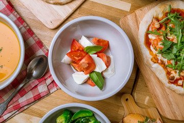 Caprese salad with mozzarella and tomato