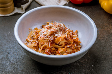 Pasta fettucine Bolognese