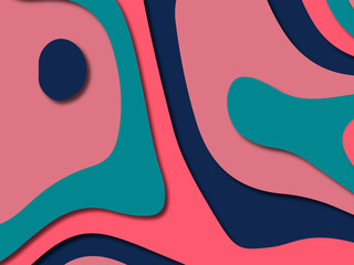 Paper art cartoon abstract waves. Paper carve background. Modern origami design template.Paper cut background. Abstract realistic paper decoration for design textured