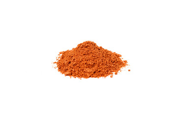 Red ground paprika isolated on white background, side view