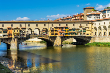 Obraz premium Ponte Vecchio Bridge Reflections Arno River Florence Tuscany Italy