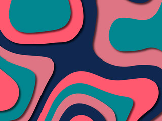 Paper art cartoon abstract waves. Paper carve background. Modern origami design template.Paper cut background. Abstract realistic paper decoration for design textured