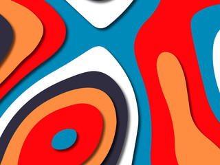 Paper art cartoon abstract waves. Paper carve background. Modern origami design template.Paper cut background. Abstract realistic paper decoration for design textured