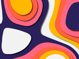 Paper art cartoon abstract waves. Paper carve background. Modern origami design template.Paper cut background. Abstract realistic paper decoration for design textured