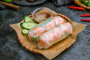 Fresh Spring Roll with shrimps, Vietnamese Food - 244435559