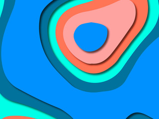 Paper art cartoon abstract waves. Paper carve background. Modern origami design template.Paper cut background. Abstract realistic paper decoration for design textured