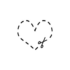 cutting heart of broken line, scissor icon. Element of Valentine's Day icon for mobile concept and web apps. Detailed cutting heart of broken line, scissor icon