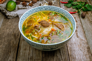 Vietnamese soup Pho with stewed beef