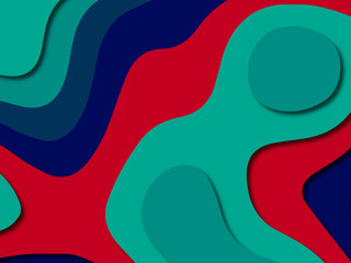 Paper art cartoon abstract waves. Paper carve background. Modern origami design template.Paper cut background. Abstract realistic paper decoration for design textured