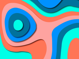 Paper art cartoon abstract waves. Paper carve background. Modern origami design template.Paper cut background. Abstract realistic paper decoration for design textured