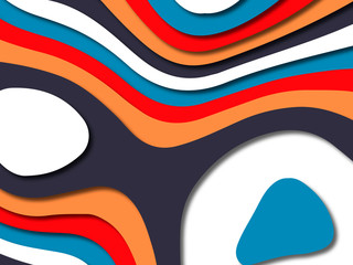 Paper art cartoon abstract waves. Paper carve background. Modern origami design template.Paper cut background. Abstract realistic paper decoration for design textured