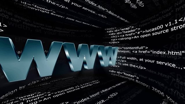 WWW Text in HTML Code Room, Animation, Background, 4k
