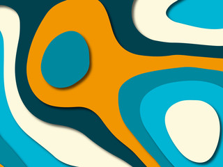 Paper art cartoon abstract waves. Paper carve background. Modern origami design template.Paper cut background. Abstract realistic paper decoration for design textured