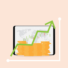 business financial graph invesment concept, with stock graph on tablet.