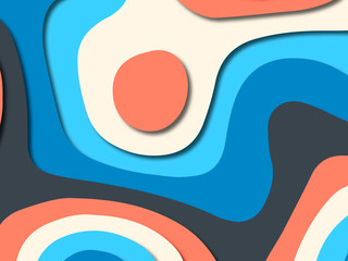 Paper art cartoon abstract waves. Paper carve background. Modern origami design template.Paper cut background. Abstract realistic paper decoration for design textured