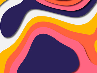 Paper art cartoon abstract waves. Paper carve background. Modern origami design template.Paper cut background. Abstract realistic paper decoration for design textured