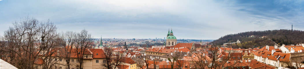Fototapeta na wymiar Panorama of the Prague city at the begining of spring
