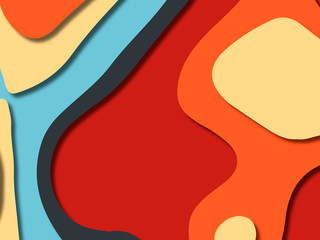 3D abstract background with paper cut shapes.Abstract paper carve template background,for book cover.Paper cut background. Abstract realistic paper decoration for design