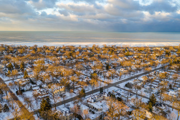 Arial landscape taken with a drone, Chicago area