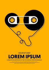 Music poster design template background modern vintage retro style