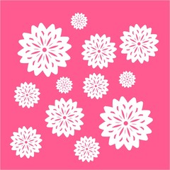 Fototapeta na wymiar simple White flower in pink background ornament vector illustration