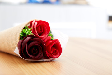 A couple gift roses on valentine day