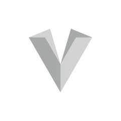 letter v 3d simple logo vector