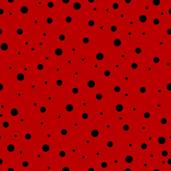 Ladybug pattern. Seamless vector. Seamless with red background and black spots - Vector © Aygun