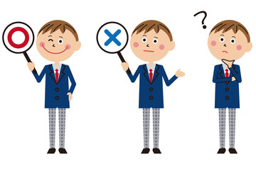 ポップな学生服の男の子　〇×？