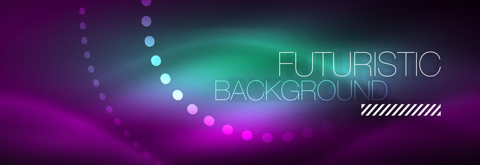 Glowing neon circle line dots, round line design, abstract style on black background. Neon abstract round circles Magic neon lights and glowing dots