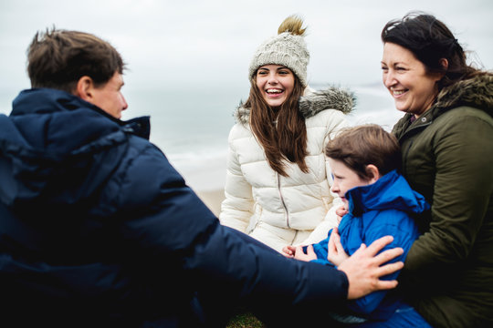 Happy family having fun together
